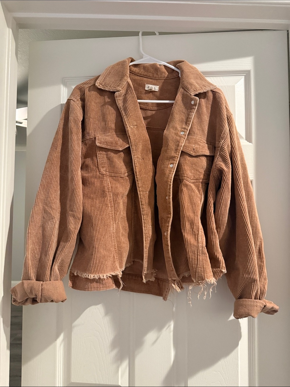 POL Corduroy Jean Jacket in Rust